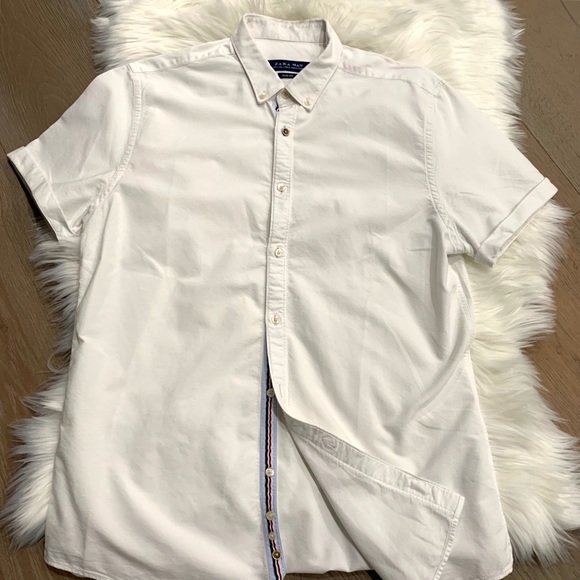 Zara Other - Zara Man Slim Fit Short Sleeve Shirt White size L